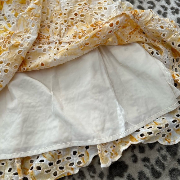 Express Printed Eyelet Mini Dress in Yellow Tie Dye Size Small Women’s - Picture 8 of 15